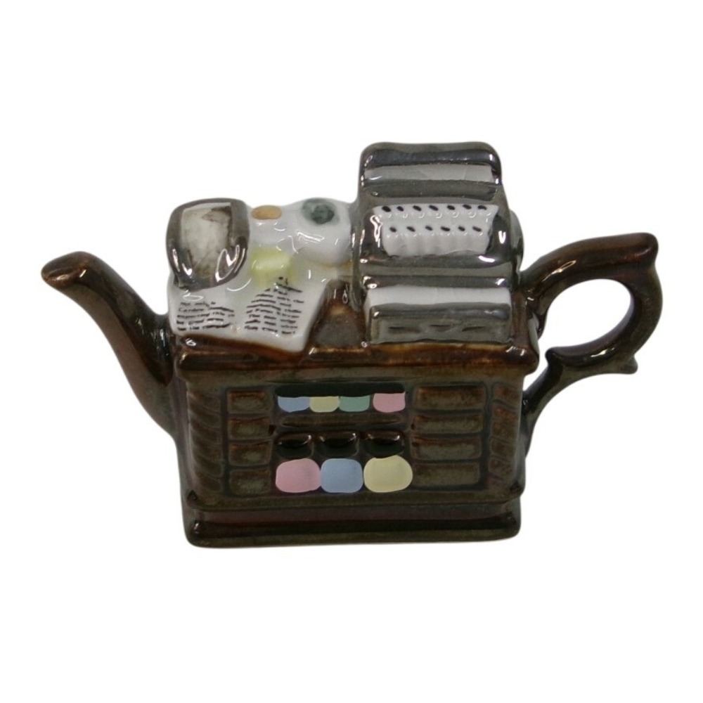 Paul Cardew Miniature Teapot Typewriter on Desk